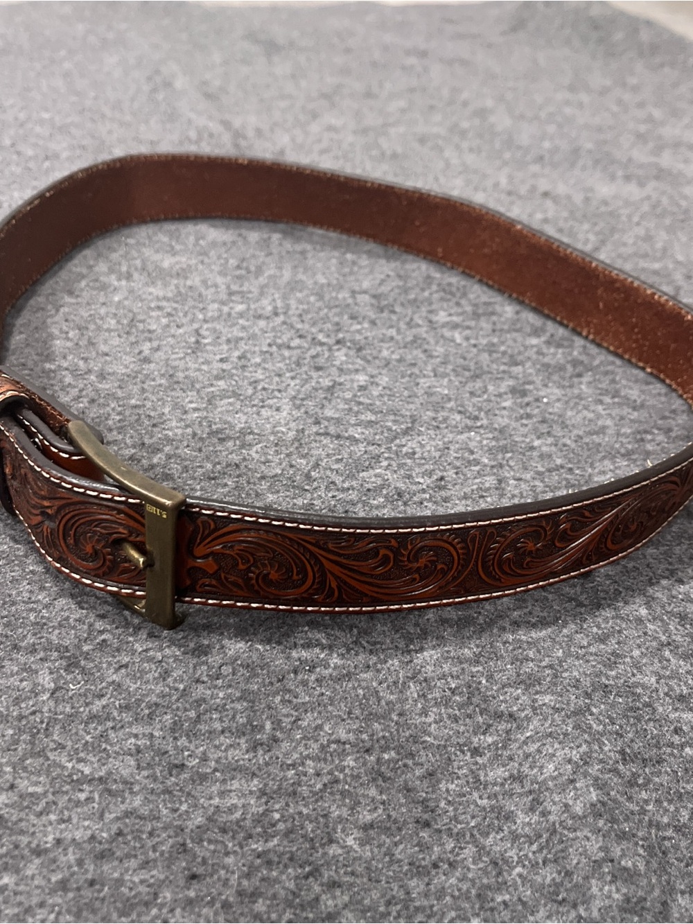 Men's Brown Tooled Leather Belt - Classic Western Style